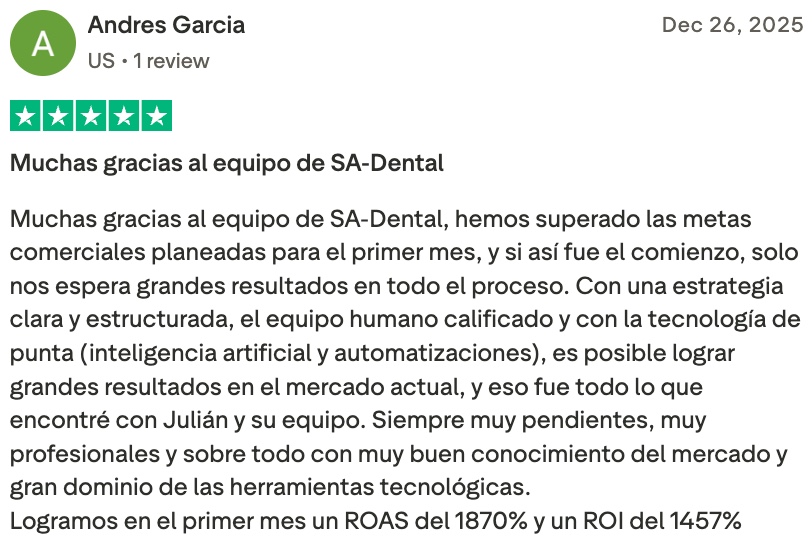 Reseña de Andrés, clínica dental cliente de SA-Dental