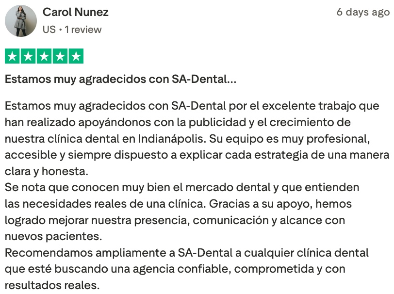 Reseña de Carol, clínica dental cliente de SA-Dental